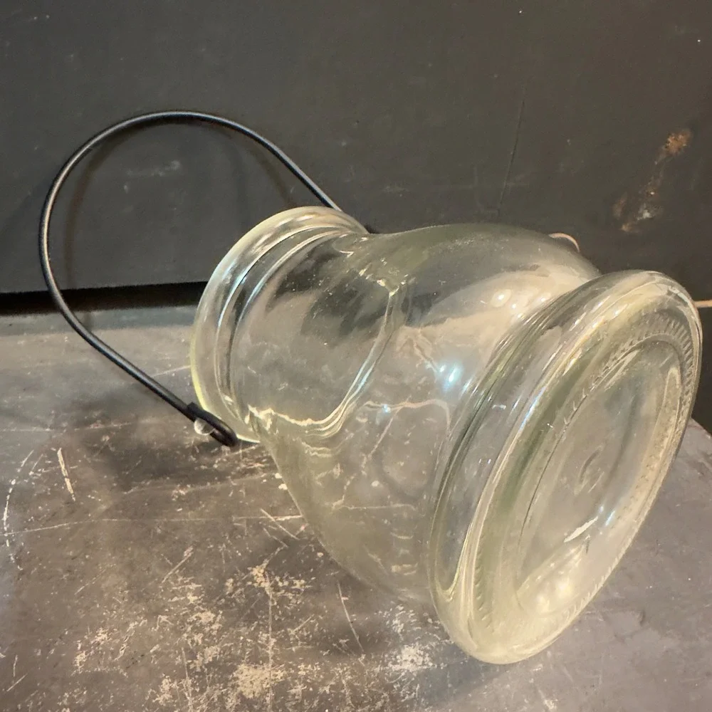 Glass Candle Holder Lantern Jar Metal‎ Handle Farmhouse Rustic Decor